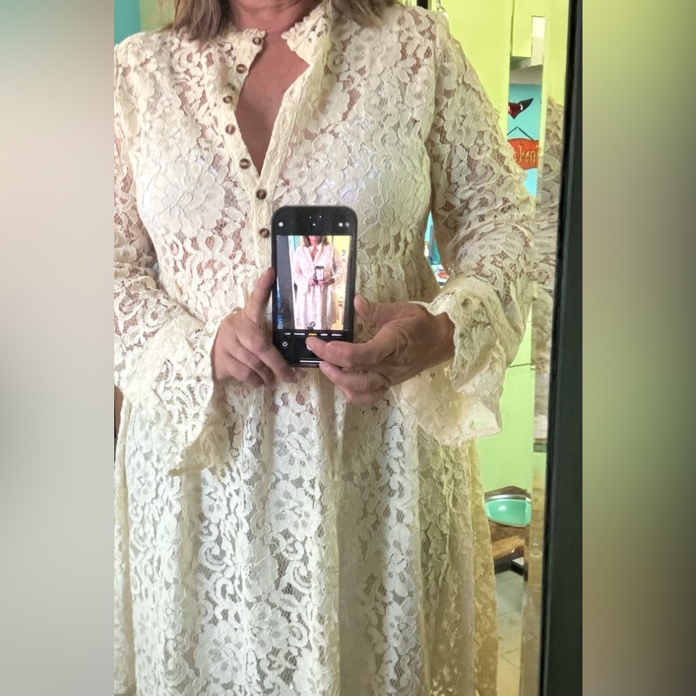 SUNDANCE lace dress, like new , XL Romantic Summer cottage chic country formal